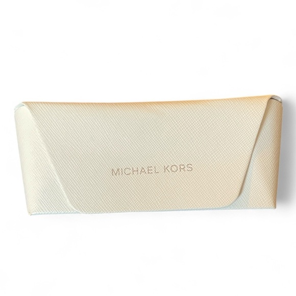 Michael Kors Beige Designer Eyewear Case Sunglass EUC Cleaning Cloth Snap Close - Picture 1 of 6
